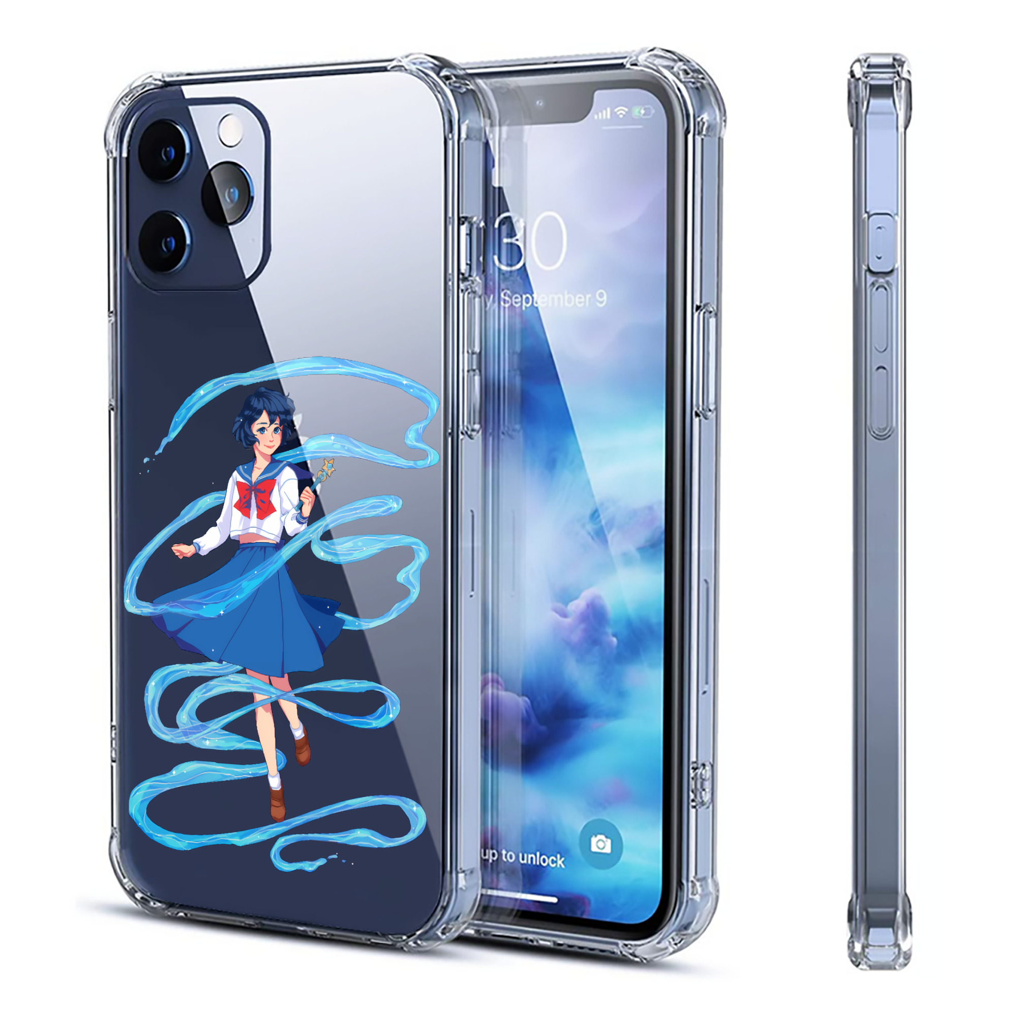 （画像用） 美少女戦士セーラームーン 水野 亜美 みずの あみ Sailor Moon Mizuno Ami 【iPhone 12シリーズ対応】透明スマホケース（クリアソフトケース）